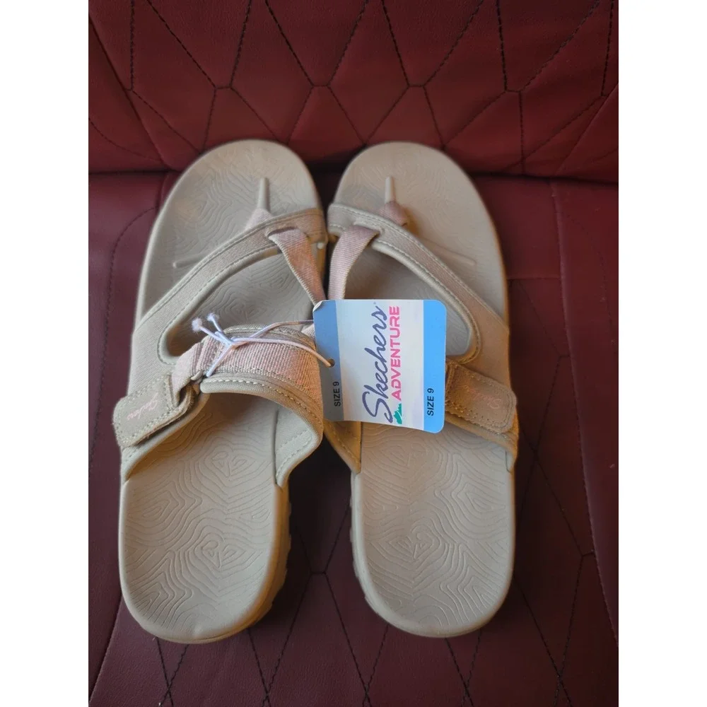 Skechers Reggae Seize The Day Machine Washable Vegan Slide Sandal Taupe Pink 9